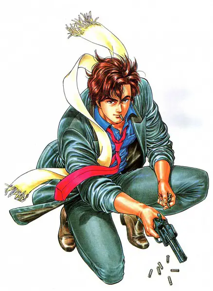 Ryo Saeba, tokoh utama City Hunter, dengan pistolnya