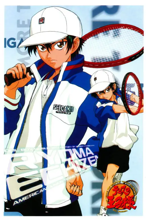 Gambar Ryoma Echizen sedang bermain tenis