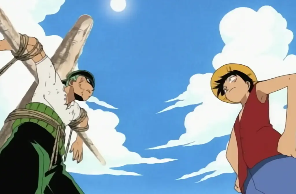 Gambar yang menampilkan adegan-adegan penting dari Saga East Blue dalam anime One Piece