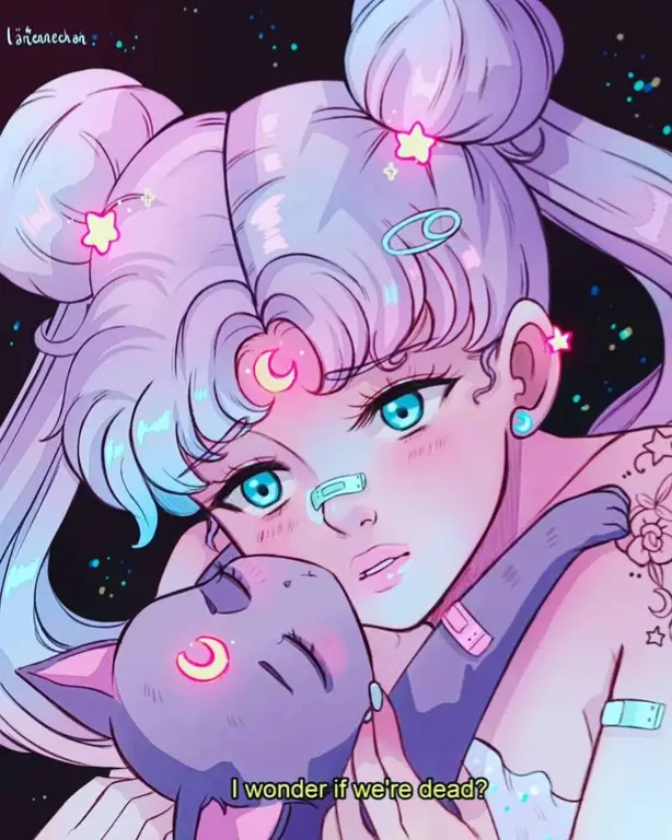 Gambar fanart Sailor Moon dengan gaya modern dan detail yang rumit