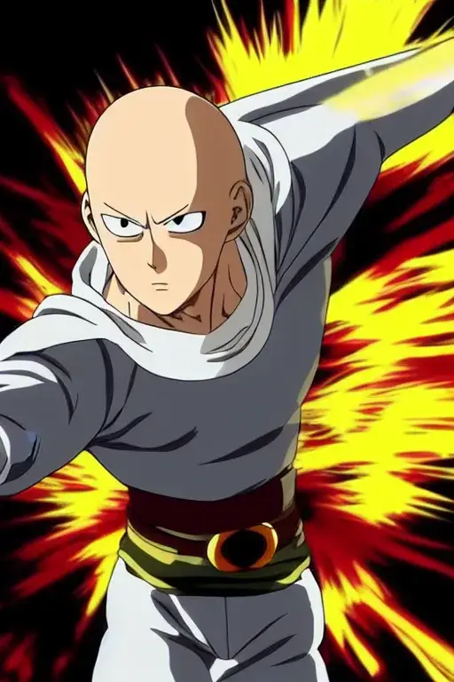 Gambar Saitama beraksi dalam One Punch Man