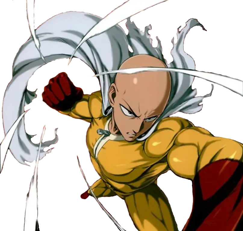 Saitama, tokoh utama One Punch Man, sedang beraksi.