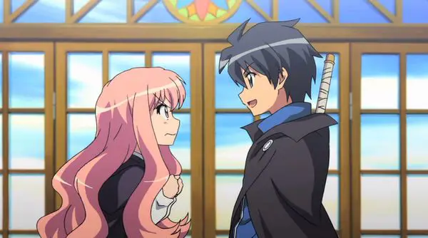 Gambar Saito dan Louise dari Zero no Tsukaima