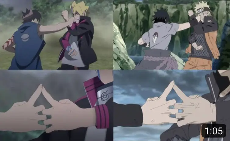 Adegan aksi seru dalam anime Boruto