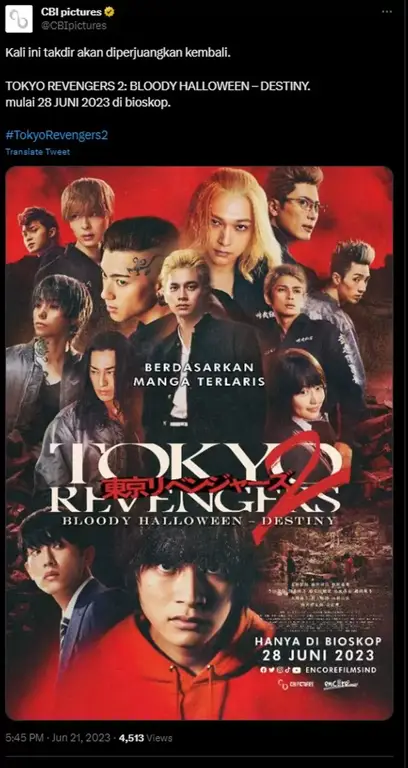 Adegan dari film live action Tokyo Revengers