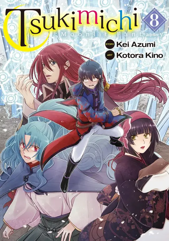 Sampul buku yang menunjukkan visual menarik dari cerita Sampul buku volume 9 Tsuki ga Michibiku Isekai Douchuu