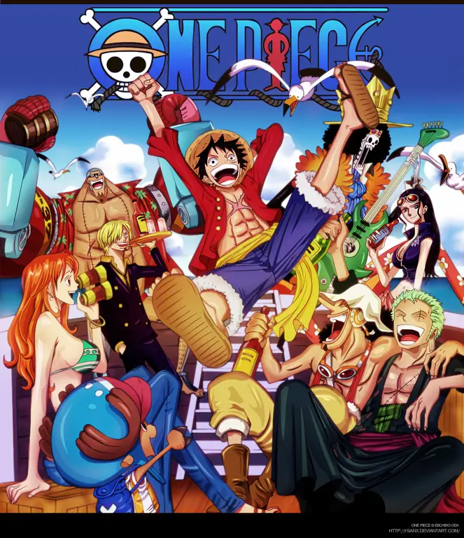 Sampul chapter One Piece terbaru yang menampilkan Luffy dan kru Topi Jerami