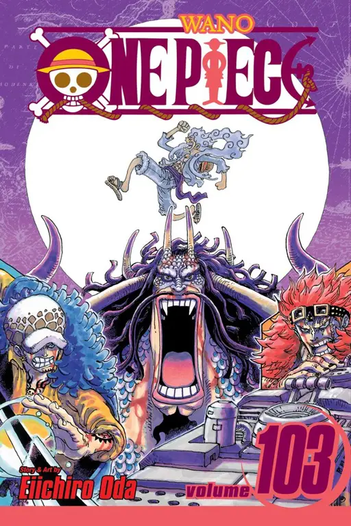 Sampul komik One Piece chapter terbaru yang menampilkan Luffy dan kru Topi Jerami