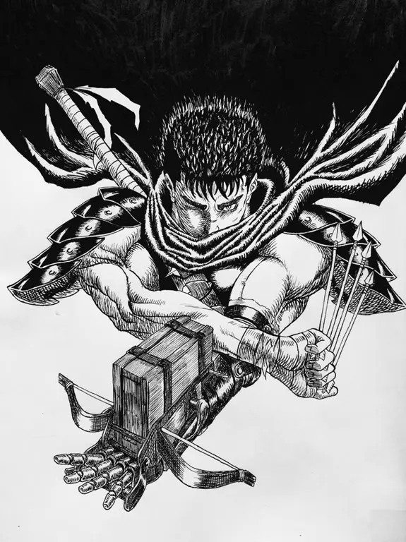 Sampul manga Berserk yang menampilkan Guts dan Griffith