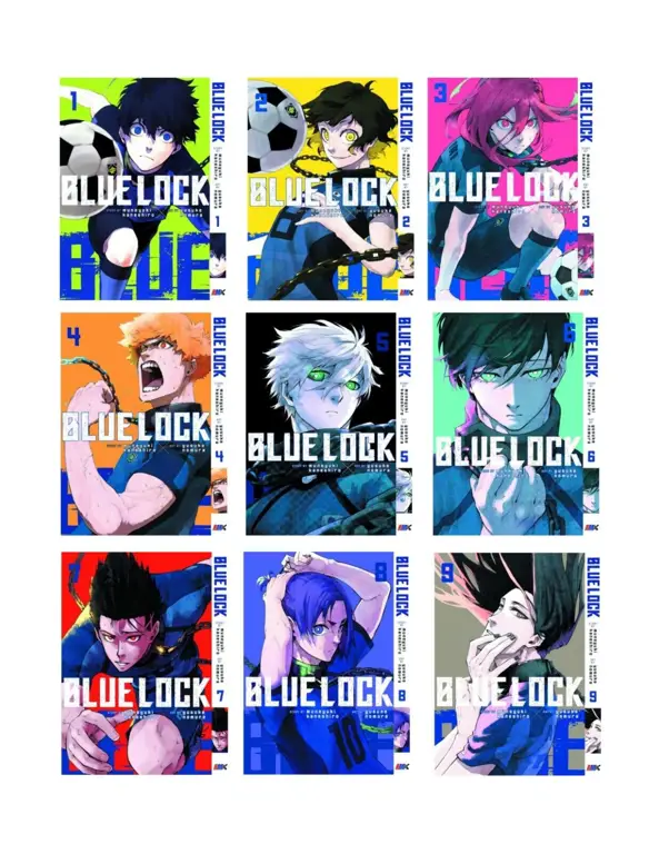 Sampul manga Blue Lock yang menampilkan para karakter utamanya Sampul manga Blue Lock