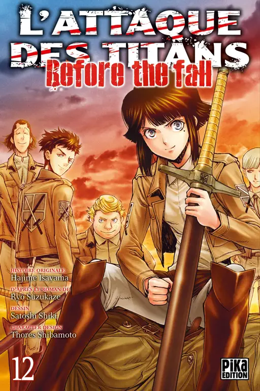 Sampul manga yang menampilkan visual dunia sebelum jatuhnya tembok Sampul manga Serangan Titan Sebelum Kejatuhan