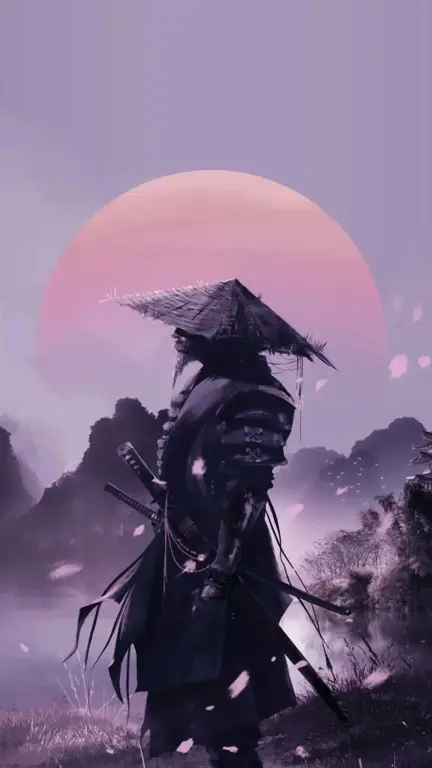 Ilustrasi samurai dalam anime