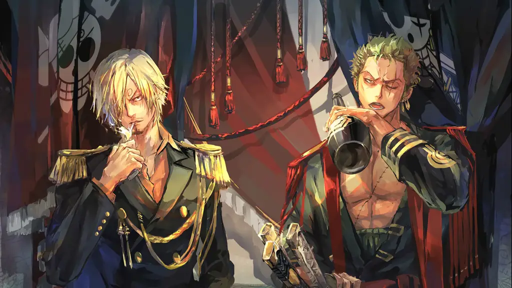 Gambar Sanji dan Zoro, dua karakter anime boy One Piece yang populer