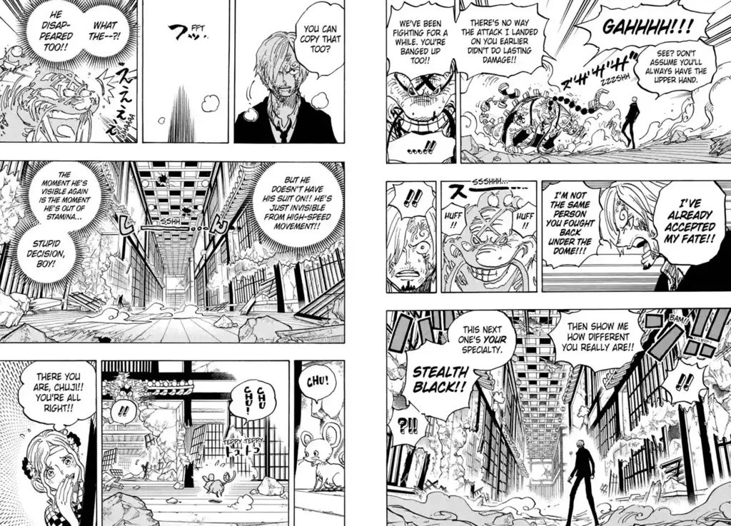 Sanji berhadapan dengan Queen dalam pertarungan yang penuh strategi.