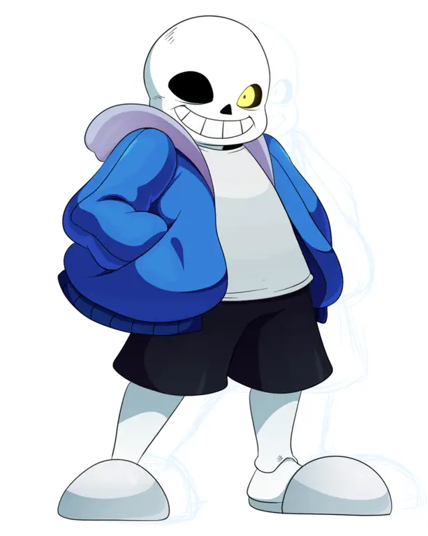 Gambar Sans dari Undertale dalam gaya anime