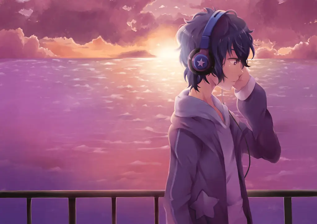 Santai Sambil Menikmati Anime Gambar seseorang sedang bersantai sambil menonton anime