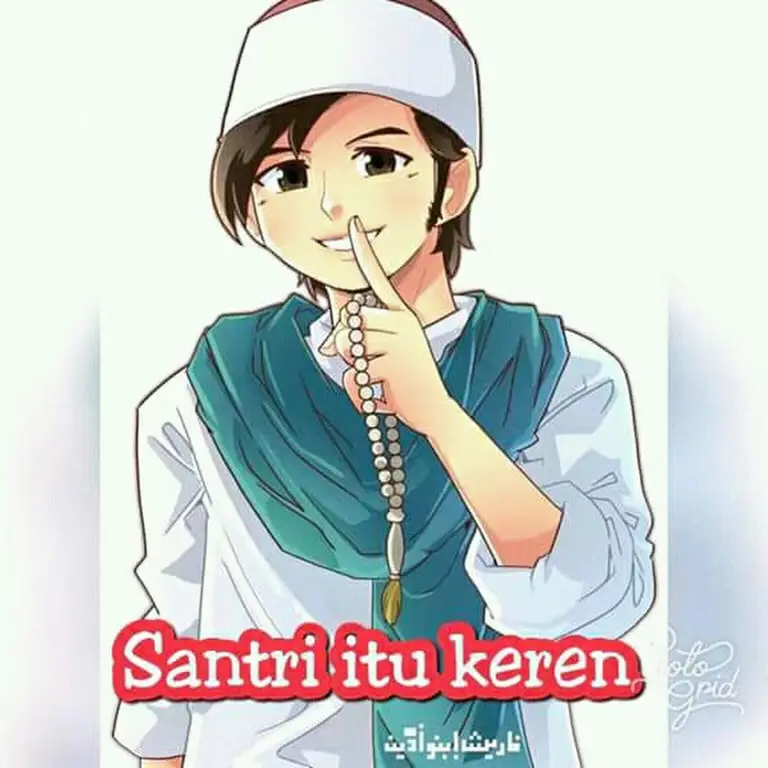 Ilustrasi santri dengan gaya anime