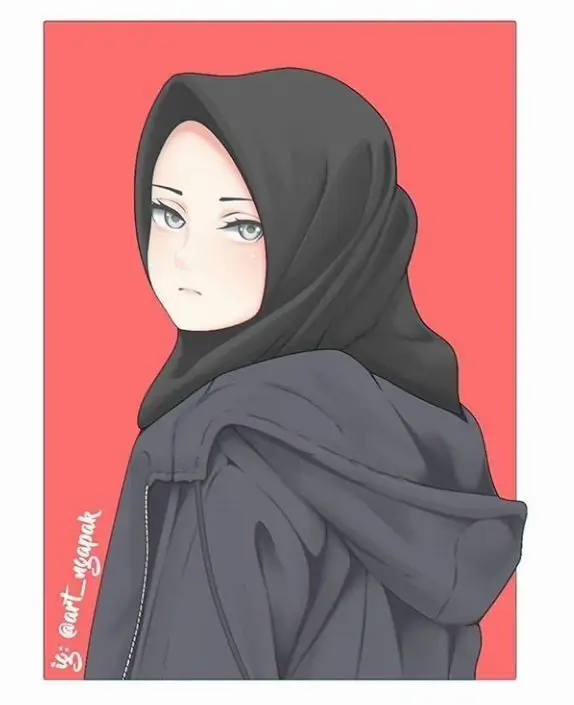 Gambar santriwati anime yang sedang tersenyum