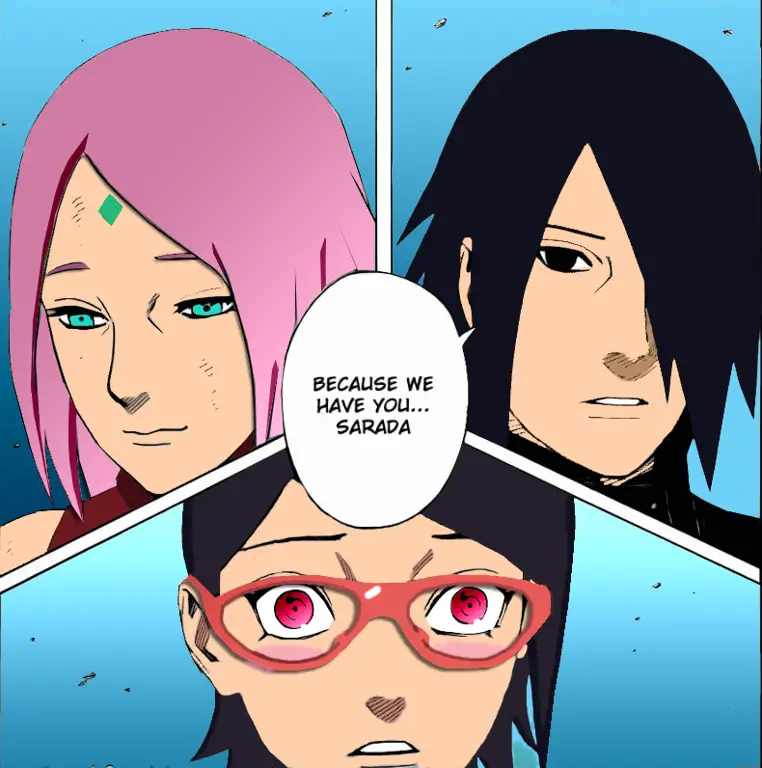 Gambar Sarada Uchiha dalam Naruto Gaiden Chapter 11 versi full color