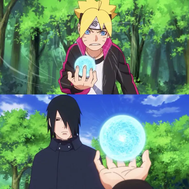 Gambar Sasuke dan Boruto berlatih bersama