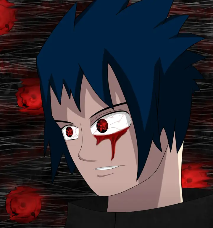 Sasuke Uchiha mengaktifkan Sharingan