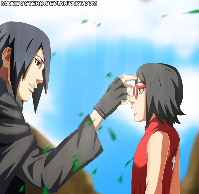 Sasuke dan Sakura bersama Sarada dalam sebuah misi