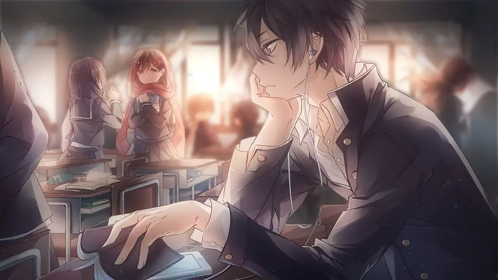 Ilustrasi anime dengan segitiga cinta