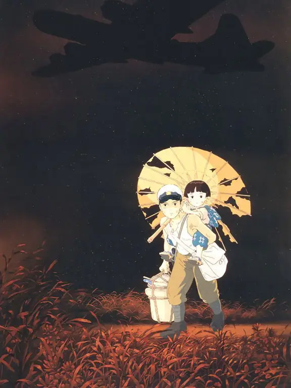 Gambar Seita dan Setsuko dalam film Hotaru no Haka