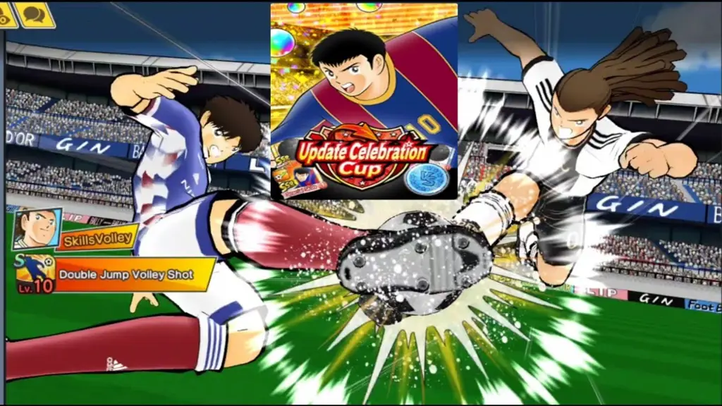 Gambar selebrasi gol dalam anime Captain Tsubasa