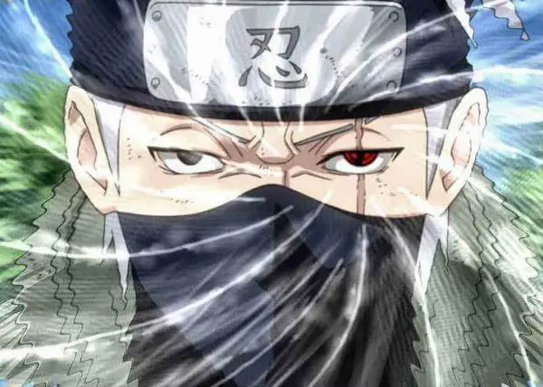 Gambar para karakter Naruto merayakan kemenangan setelah Perang Dunia Shinobi Keempat