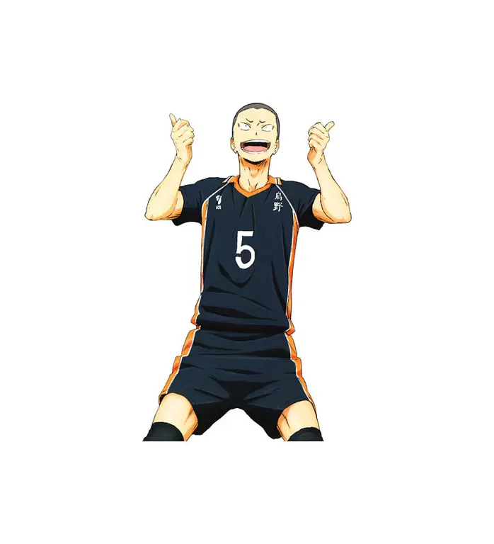 Gambar tim voli Haikyuu!! sedang merayakan kemenangan