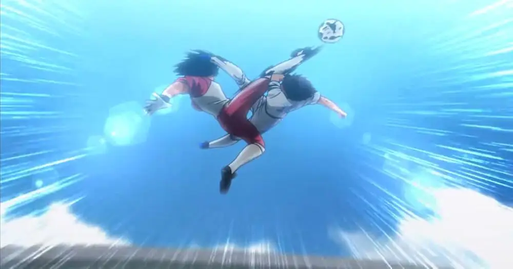 Gambar selebrasi gol dalam anime Captain Tsubasa 2018