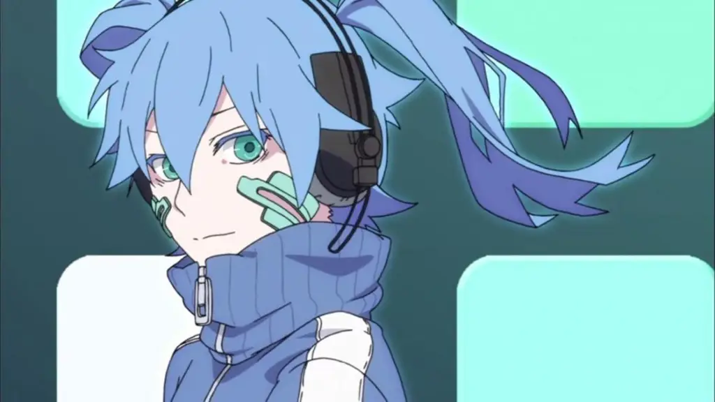 Ilustrasi gadis anime dengan headphone warna-warni