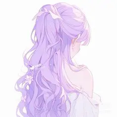 Gambar seni anime dengan estetika violet