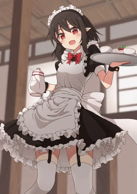 Gambar seni anime maid yang aman untuk dilihat.