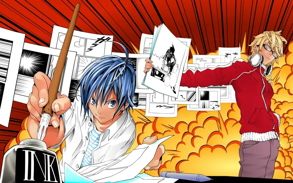 Panel-panel manga dalam anime Bakuman!