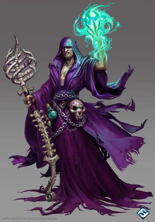 Ilustrasi fantasi tentang Necromancer