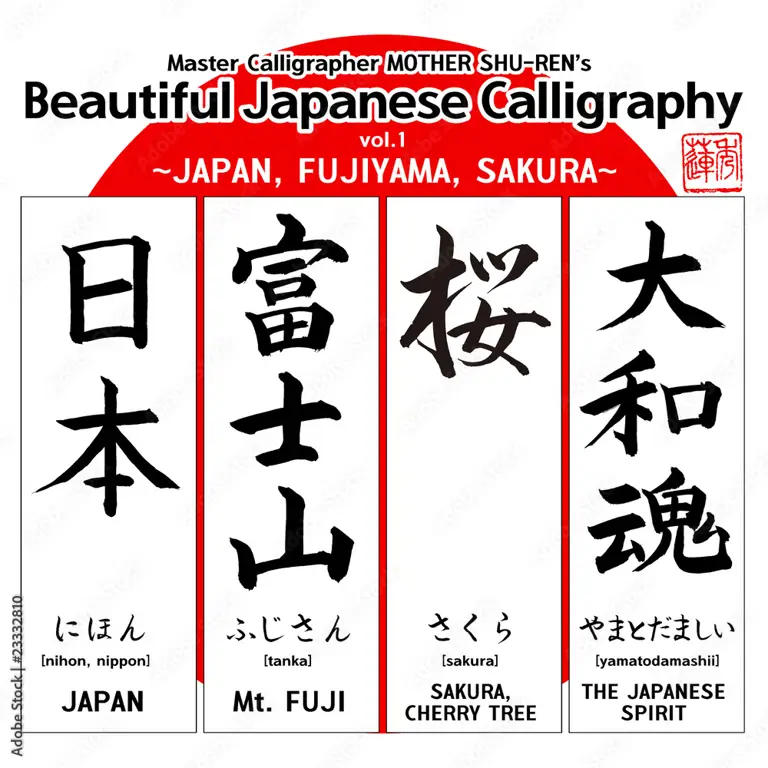 Kaligrafi Jepang dengan tulisan Aoihana