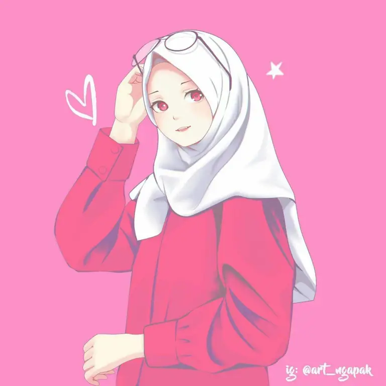 Gambar kaligrafi Islami dengan gaya anime