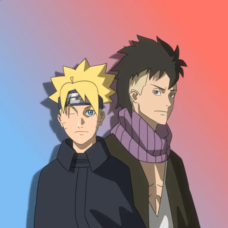 Gambar seni manga Boruto dan Kawaki