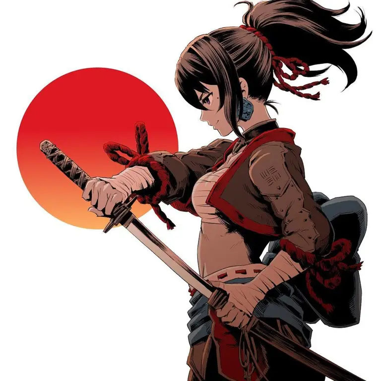 Ilustrasi samurai dalam anime