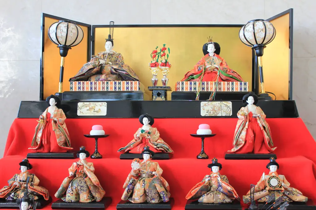 Gambar seni tradisional Jepang yang menggambarkan Hinamatsuri