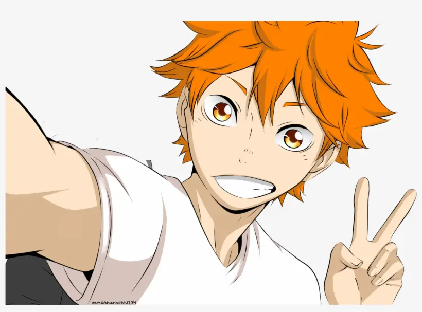 Hinata Shouyou tersenyum ceria