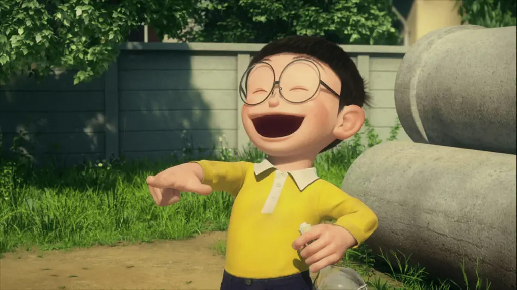 Gambar Nobita sedang tersenyum