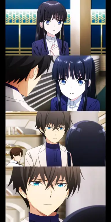 Gambar Shiba Tatsuya dan Shiba Miyuki, tokoh utama dalam manga Mahouka no Rettousei.