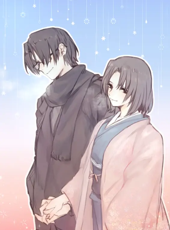 Shiki Ryougi dan Mikiya Kokutou, karakter utama dalam Kara no Kyoukai