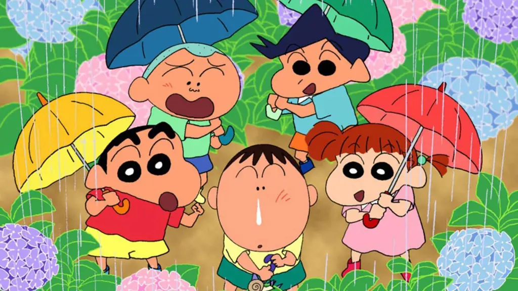 Gambar Shinchan bersama teman-temannya, seperti Nene, Masao, dan Bo