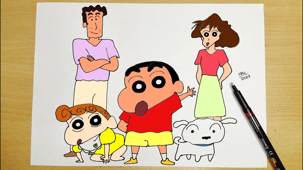 Gambar Shinchan bersama keluarga.