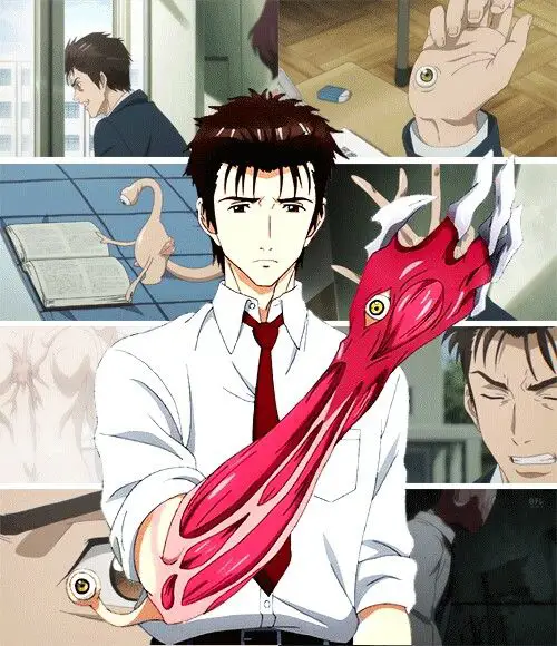 Shinichi dan Migi, karakter utama dalam anime Parasyte