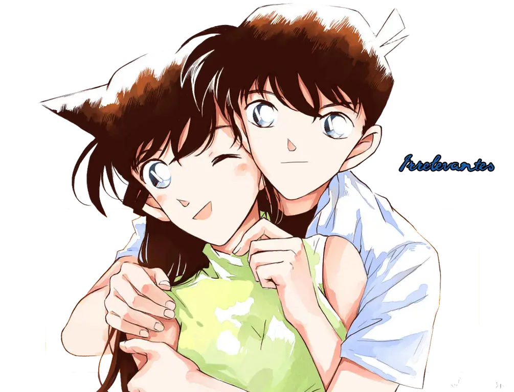 Gambar Shinichi dan Ran memecahkan kasus bersama